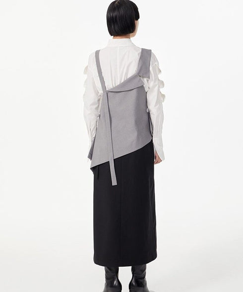 Asymmetric Layered Buttoned Vest
